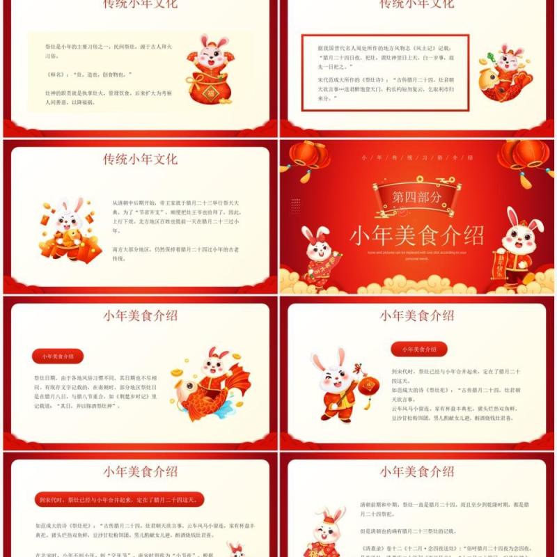 红色中国风小年传统习俗介绍PPT模板