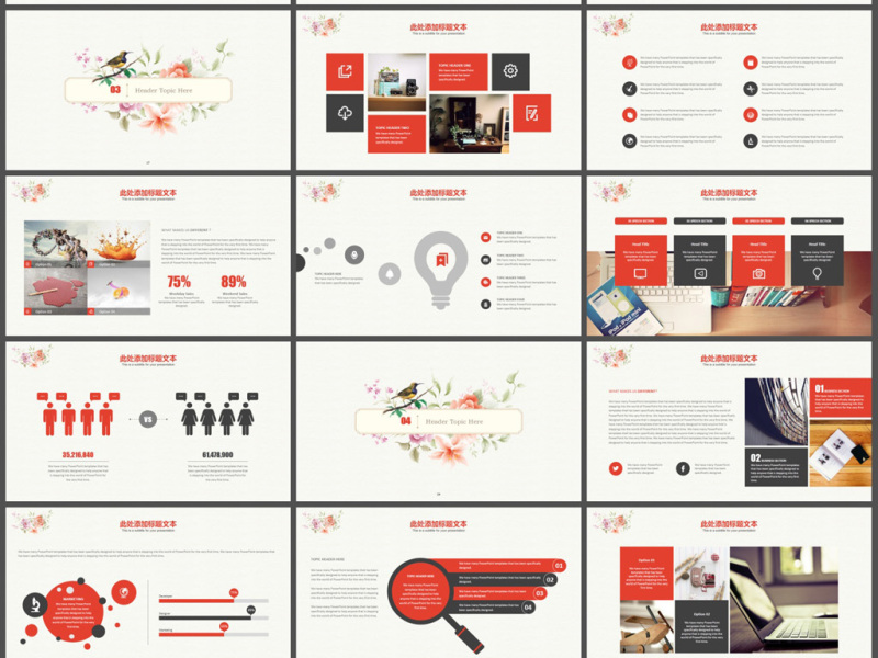 简约小清新风格述职报告ppt模板
