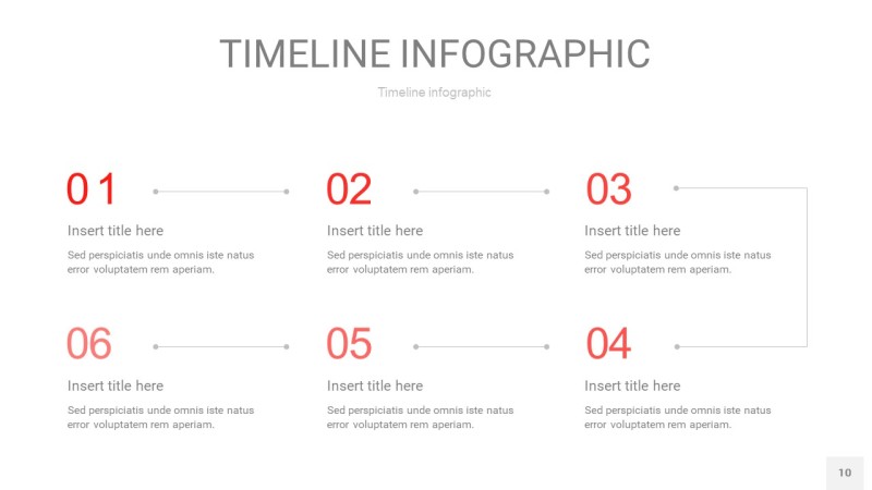 红色时间轴PPT信息图10