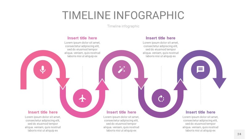 渐变粉色时间轴PPT信息图24