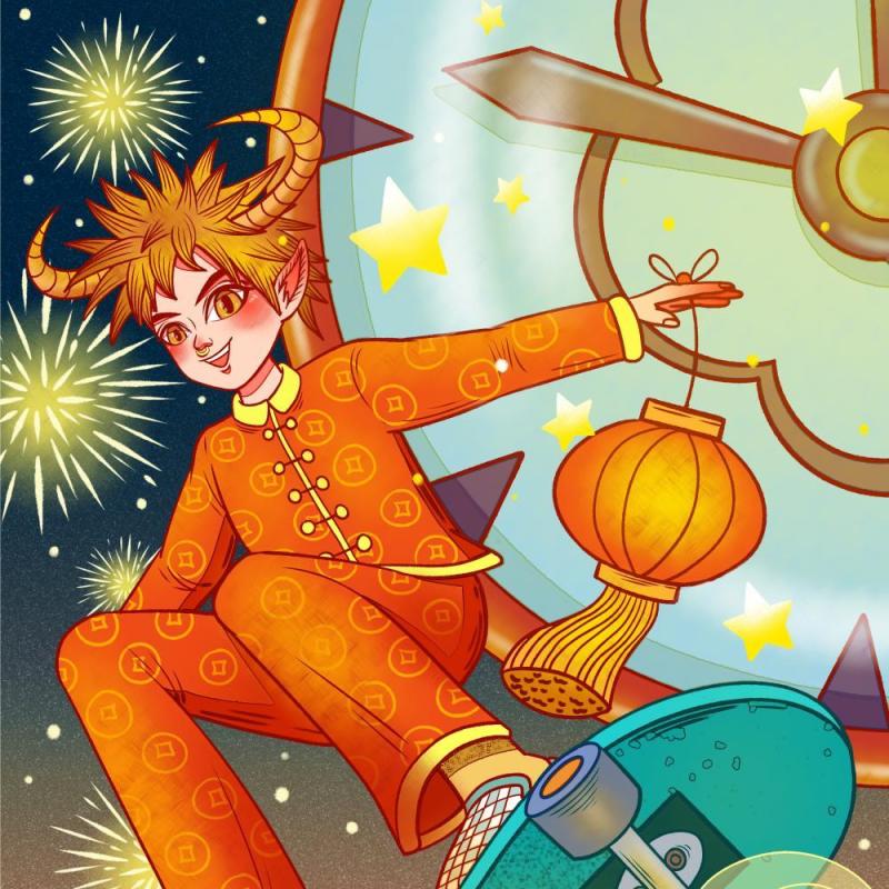 新年元旦2021跨年人物插画PSD设计素材53