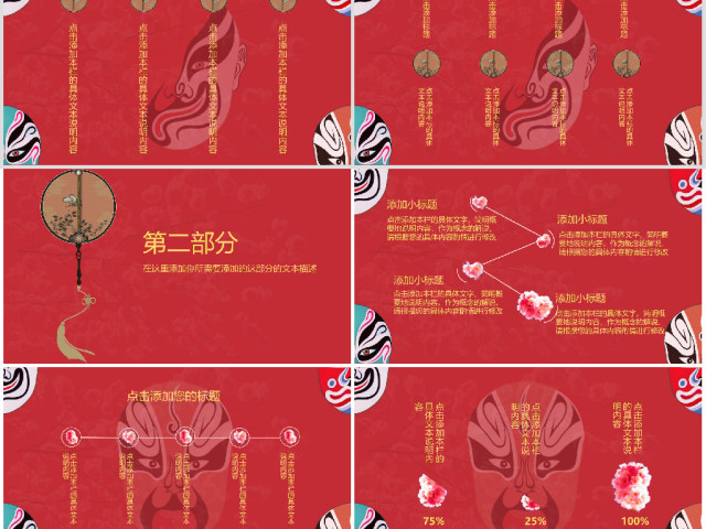 原创红色古典风脸谱世界戏剧日PPT模板-版权可商用 原创红色古典风脸谱世界戏剧日PPT模板-版权可商用