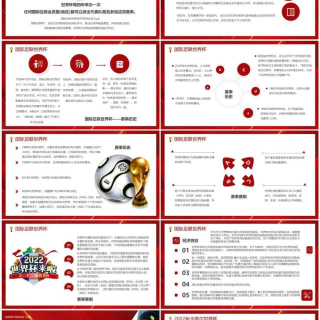 红色简约风2022决战世界杯PPT模板 红色简约风2022决战世界杯PPT模板