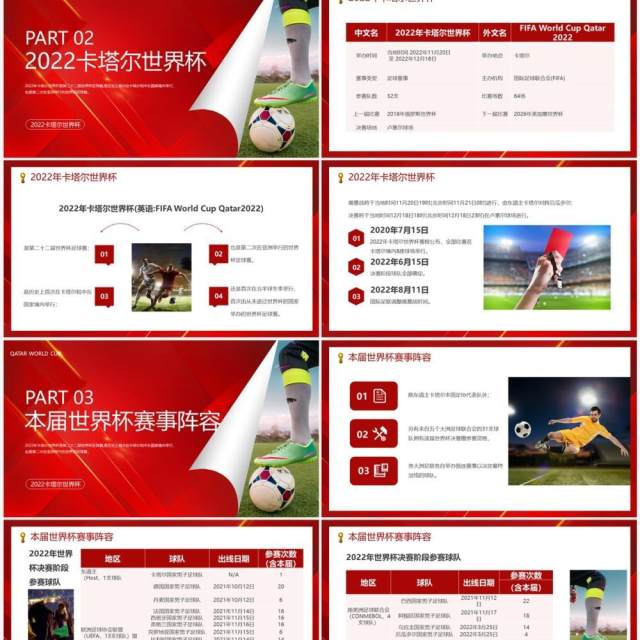 红色简约风2022决战世界杯PPT模板 红色简约风2022决战世界杯PPT模板