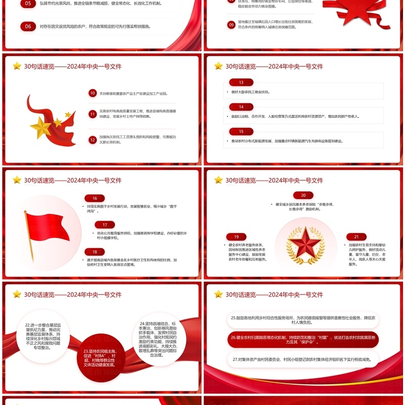 红色30句话速览中央一号文件PPT模板