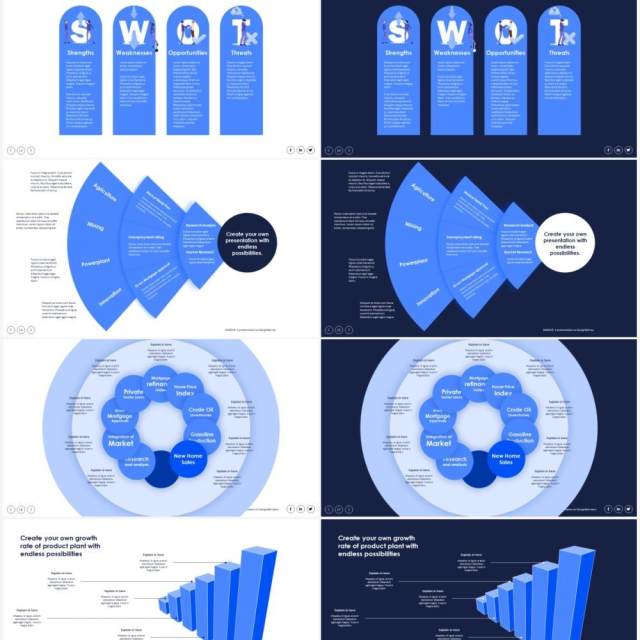 SWOT平面信息图PPT素材flat infographics