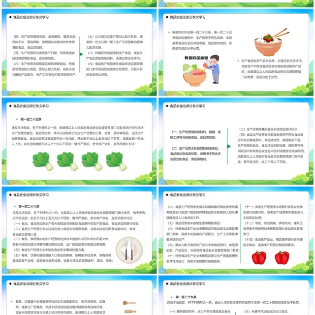 绿色卡通风学习解读食品安全法PPT模板 绿色卡通风学习解读食品安全法PPT模板