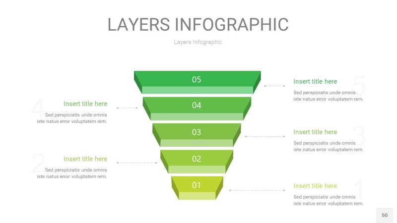 嫩绿色3D分层PPT信息图50