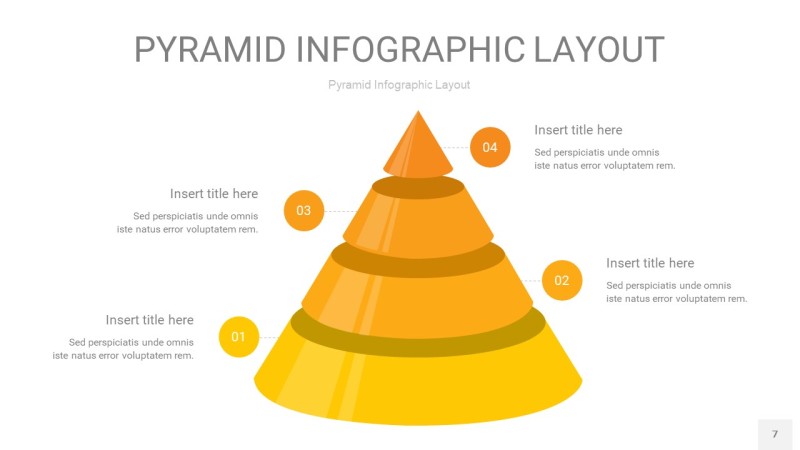 渐变黄色3D金字塔PPT信息图表7