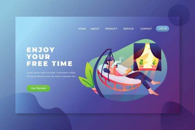 享受您的自由时间psd和ai矢量登陆页UI界面插画设计enjoy your free time psd and ai landing page