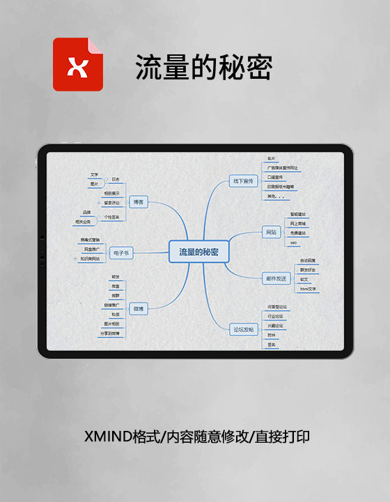 思维导图流量的秘密简洁XMind模板