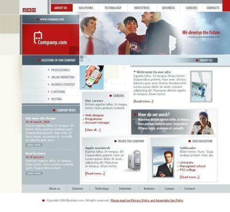 商务科技类网站模板PSD