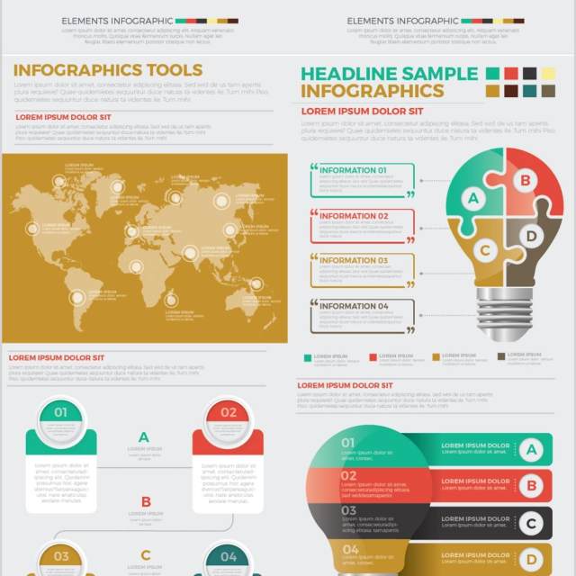 大数据信息图表元素模板设计素材Mega Infographics Elements Design