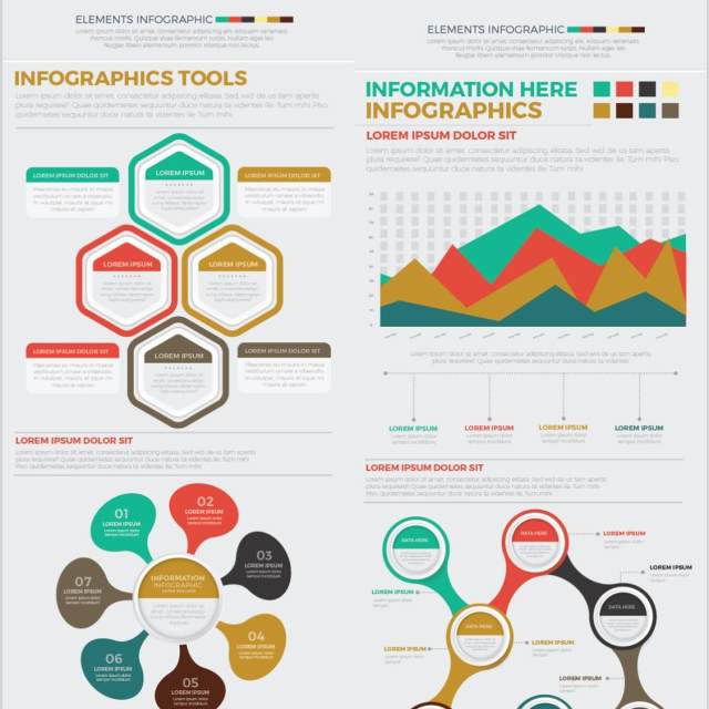 大数据信息图表元素模板设计素材Mega Infographics Elements Design