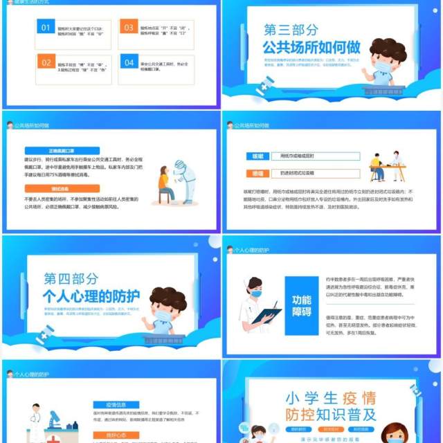 小学生疫情防控知识普及群防群控科学应对动态PPT模板