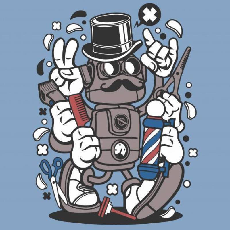 Barber Robot Cartoon