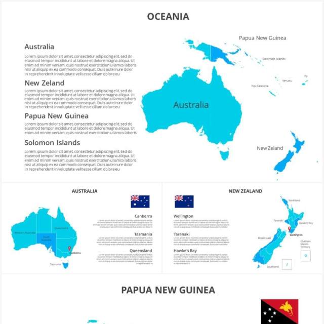 大洋洲地图PPT元素Oceania 大洋洲地图PPT元素Oceania