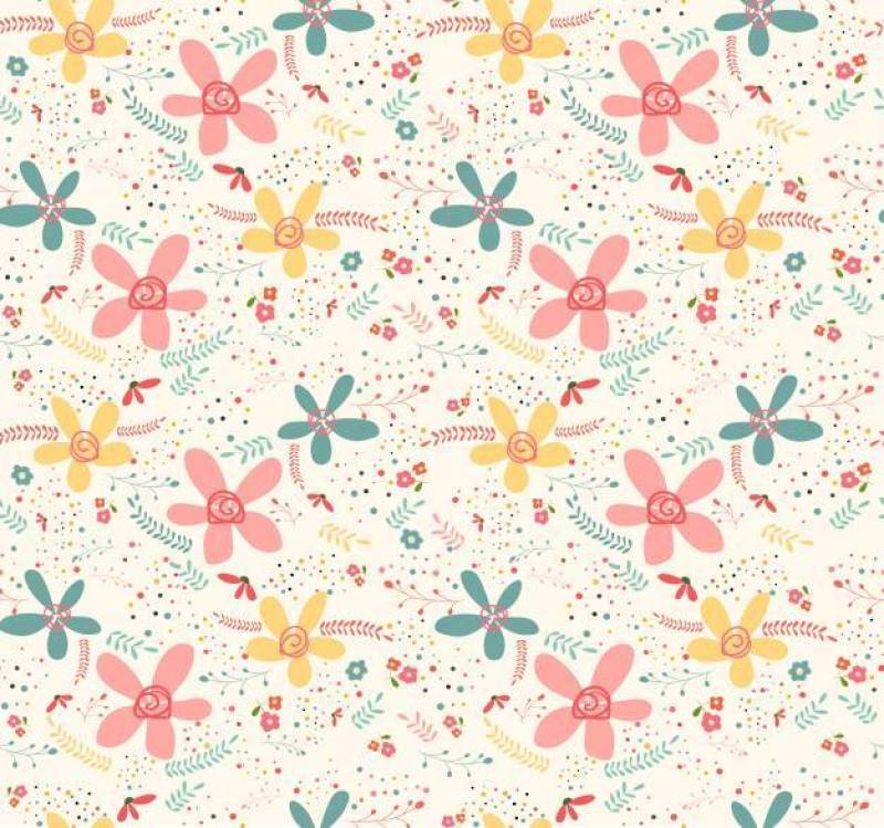 可爱涂鸦热带花卉图案