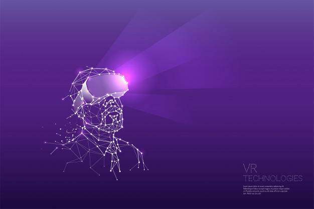 VR技术的粒子，几何艺术，线条和点