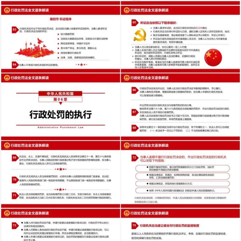 红色简约行政处罚法解读PPT动态模板