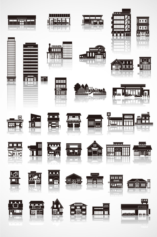 线性建筑城市建筑剪影