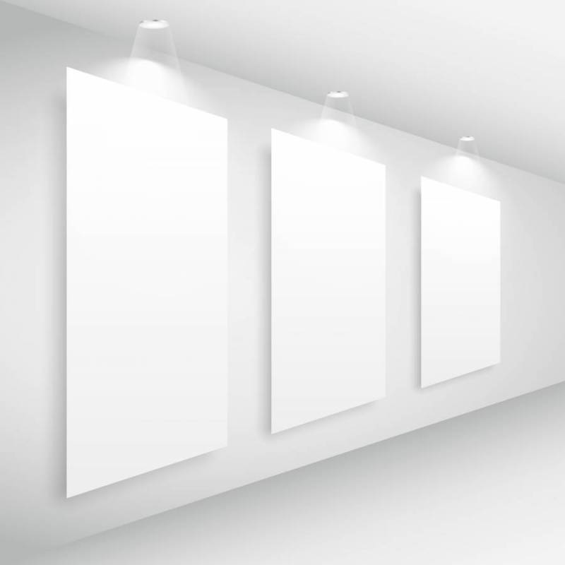 画廊内部图片框架与灯