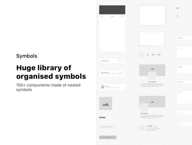 超清洁移动套件,用于Sketch。,Launchpad线框套件中的快速线框图 超清洁移动套件,用于Sketch。,Launchpad线框套件中的快速线框图
