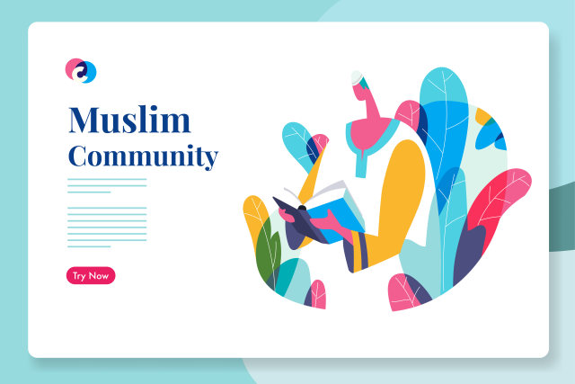 穆斯林社区的朗诵活动矢量插画素材Recitation event in Muslim community 穆斯林社区的朗诵活动矢量插画素材Recitation event in Muslim community