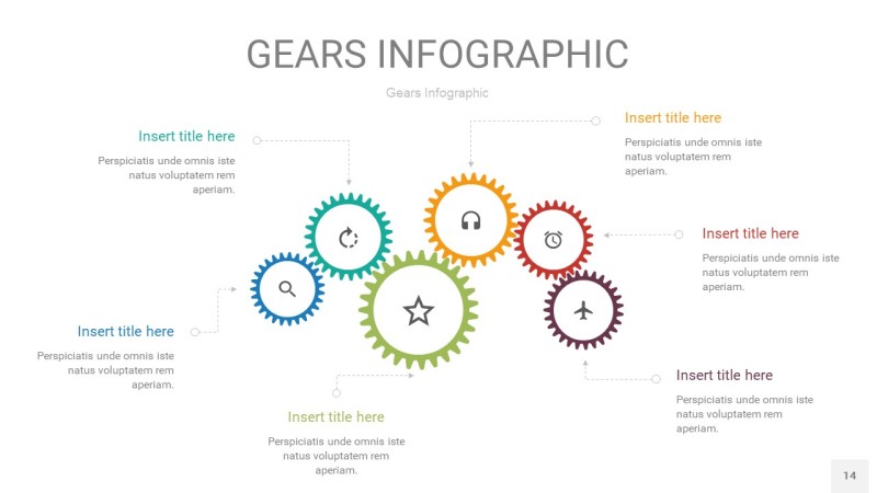 彩色齿轮PPT信息图14