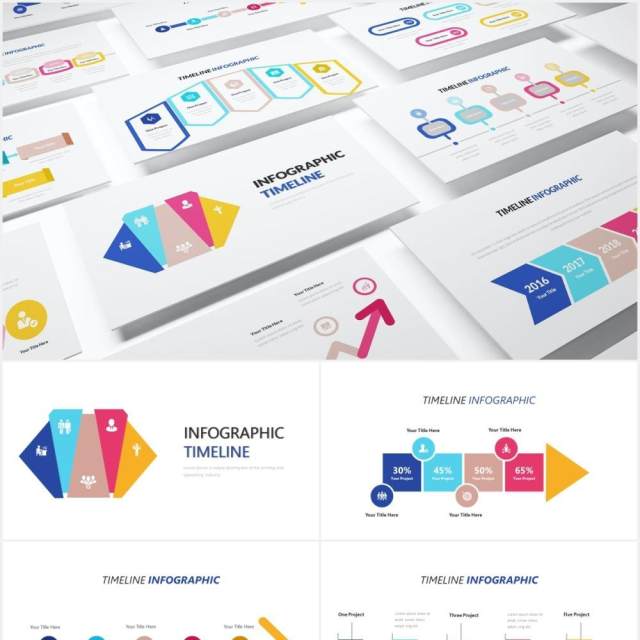 时间线发展时间轴信息图表集合PPT素材Infographic Timeline Powerpoint Template