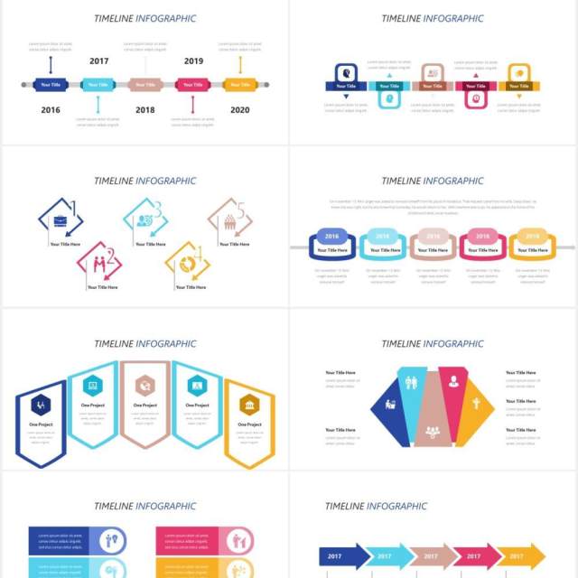 时间线发展时间轴信息图表集合PPT素材Infographic Timeline Powerpoint Template