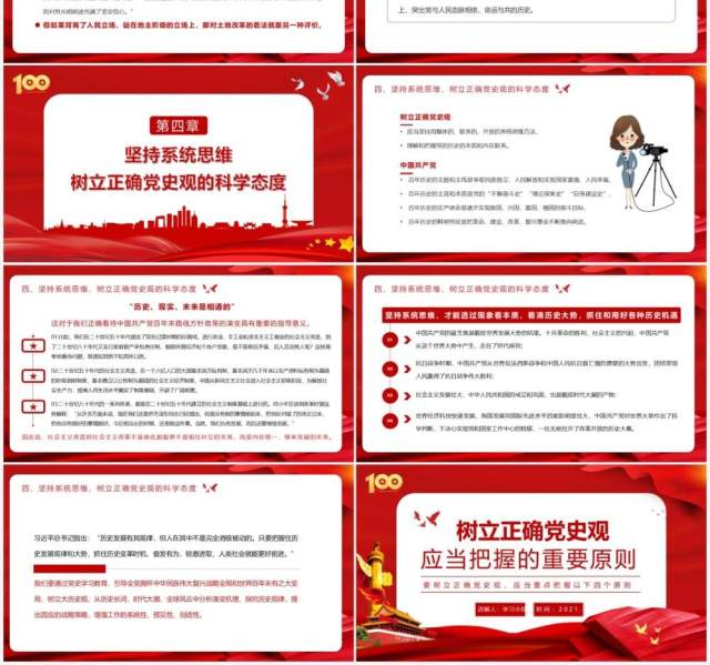 红色党政风党史学习教育树立正确党史观应当重点把握的四个原则动态PPT课件模板 红色党政风党史学习教育树立正确党史观应当重点把握的四个原则动态PPT课件模板