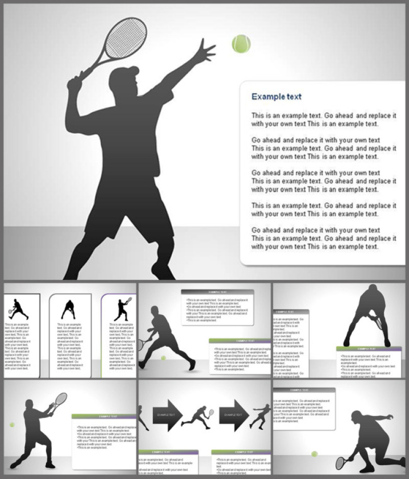 网球运动体育PPT图表