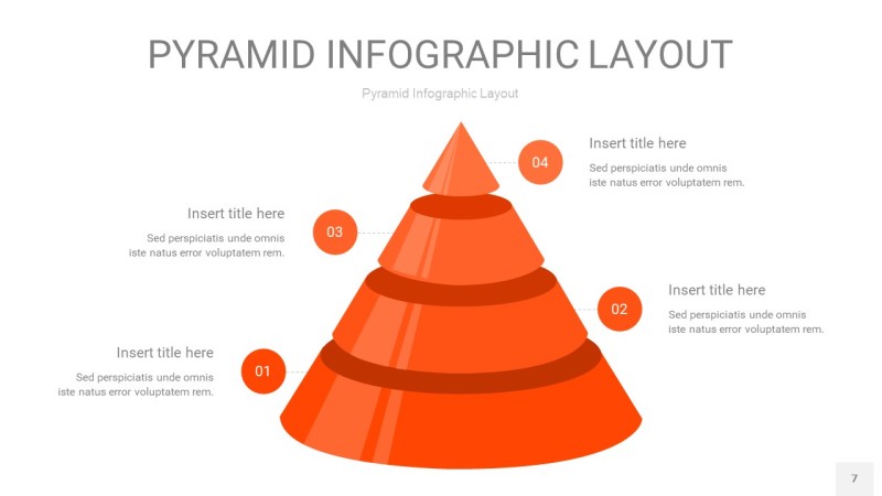 橘红色3D金字塔PPT信息图表7
