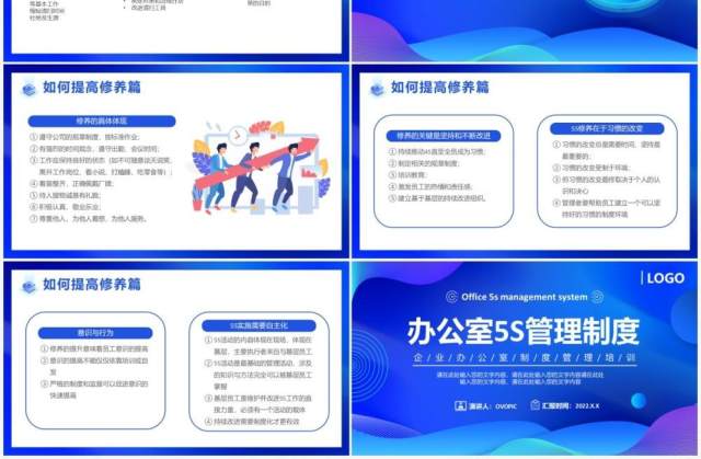 蓝色渐变商务办公室5S管理制度PPT模板