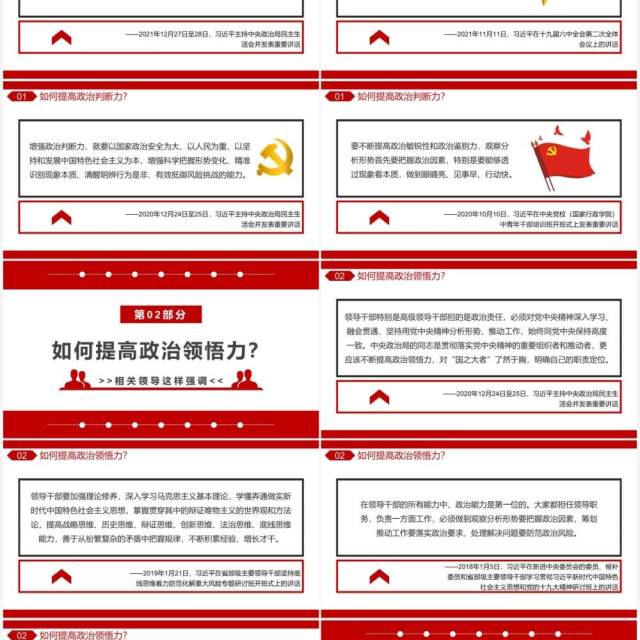 红色简约党政风如何提高政治三力PPT模板 红色简约党政风如何提高政治三力PPT模板