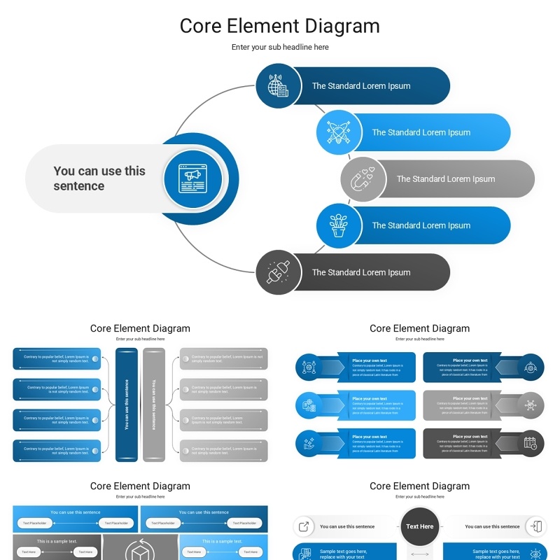 核心要点图解图表PPT模板素材Core Element Diagram