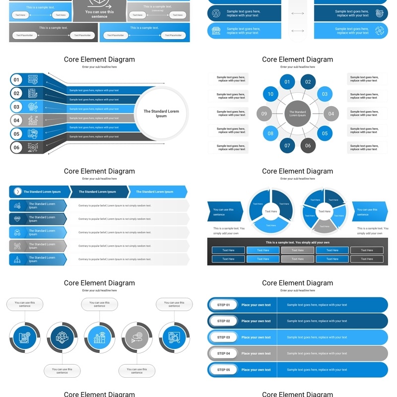 核心要点图解图表PPT模板素材Core Element Diagram