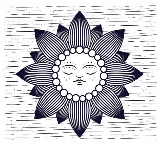 矢量手绘黑白插图