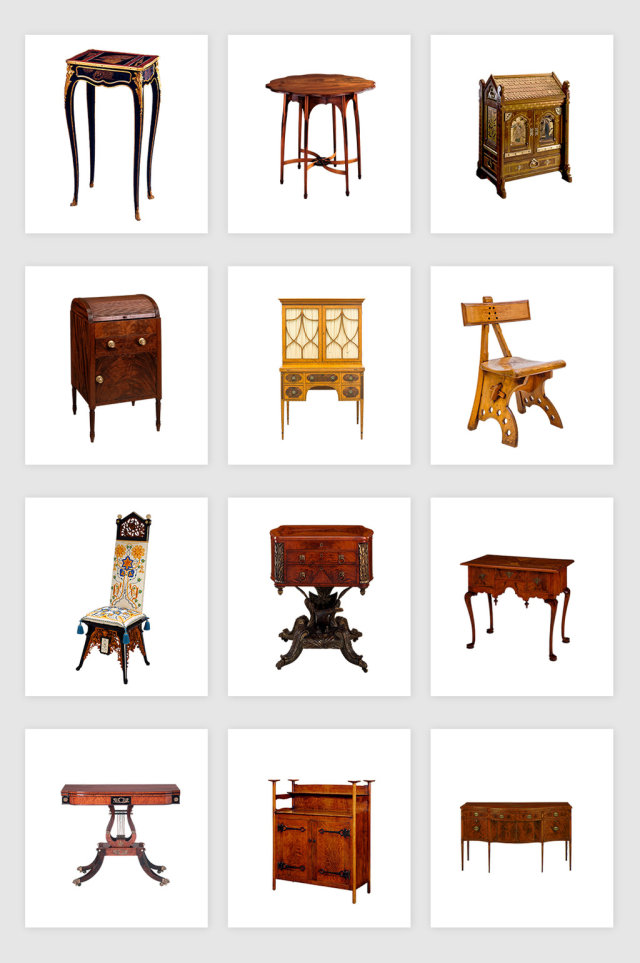 高清免抠古代老式木制家具