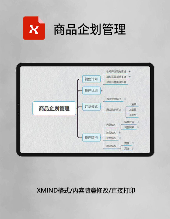 思维导图简洁商品企划管理XMind模板 思维导图简洁商品企划管理XMind模板