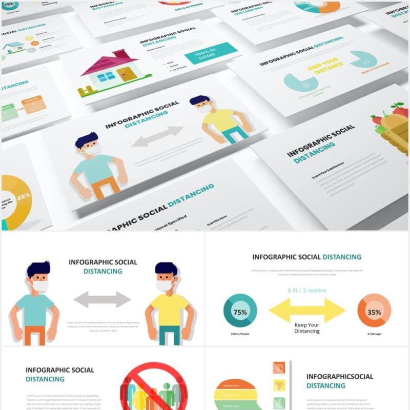 防疫社交距离信息图表PPT素材Social Distancing Infographic Powerpoint