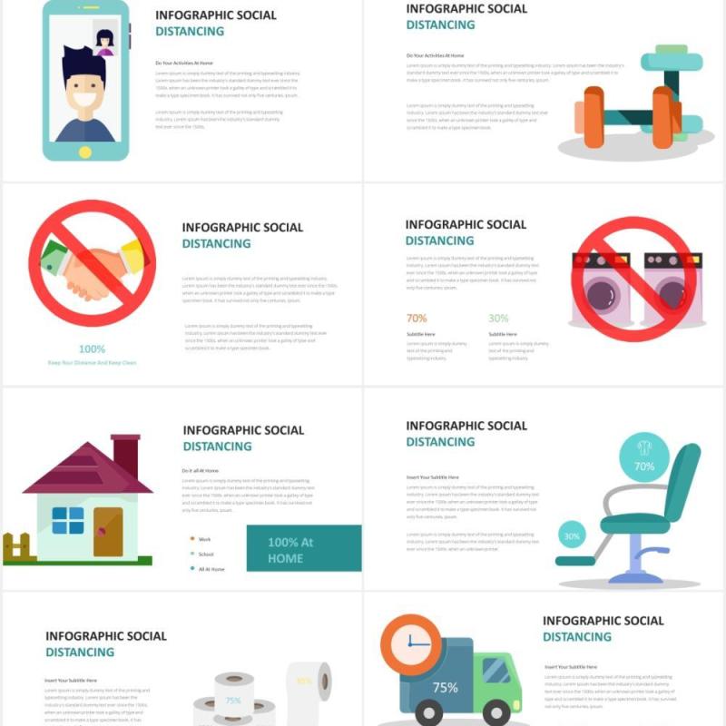 防疫社交距离信息图表PPT素材Social Distancing Infographic Powerpoint