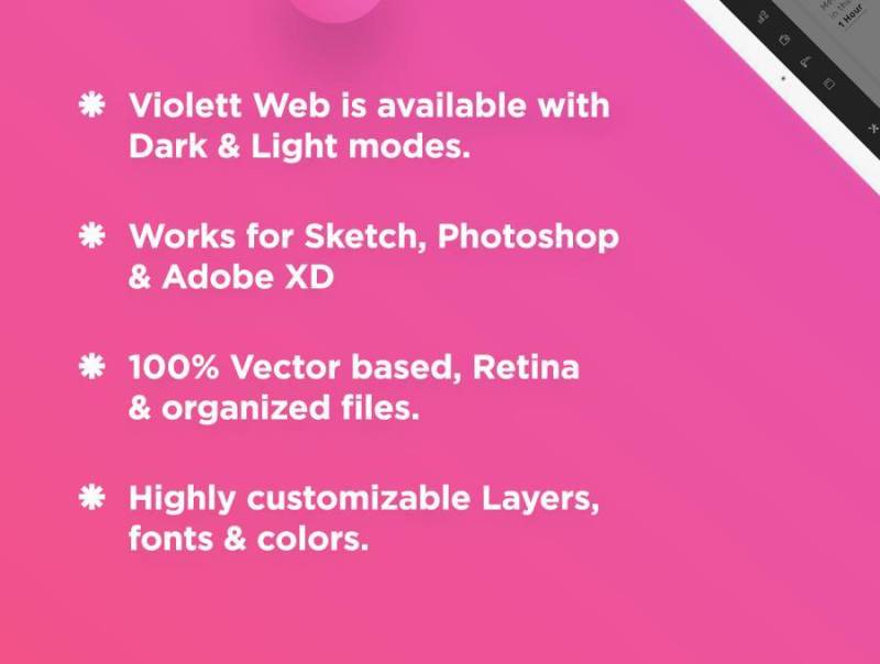 用于Sketch，Photoshop和Adobe XD的仪表板和Business Web App UI工具包，Violett Web UI工具包