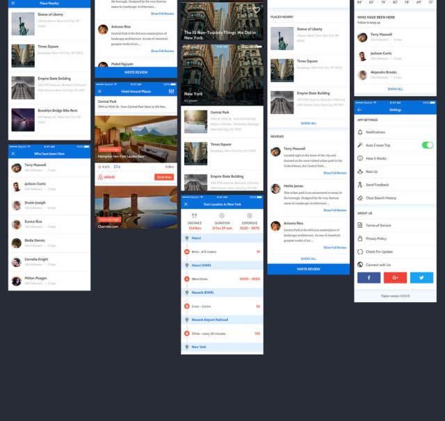 社交旅行平台移动应用程序UI工具包，Triplan