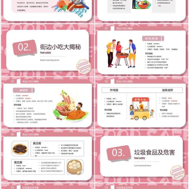 粉色卡通风食品安全主题班会PPT模板 粉色卡通风食品安全主题班会PPT模板