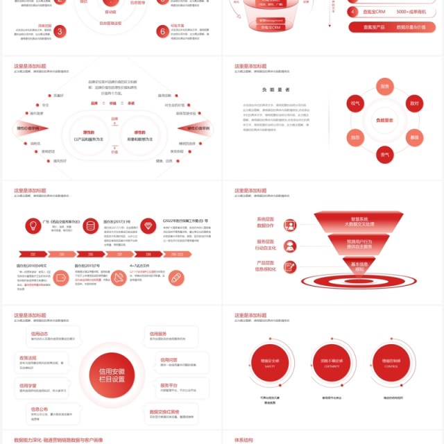 红色商务工作汇报数据分析图形PPT模板
