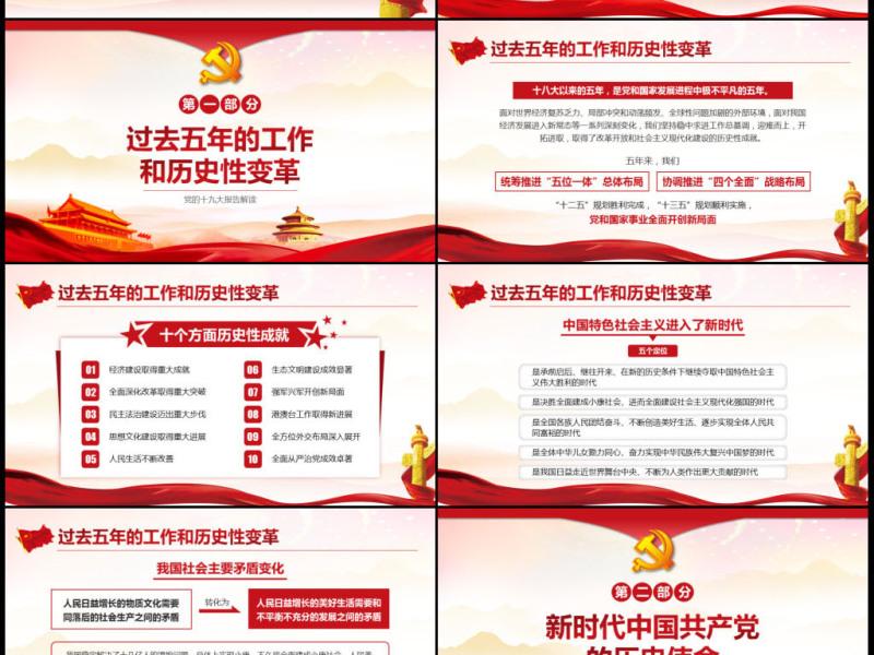 深入解读学习党的十九大报告PPT动态模板
