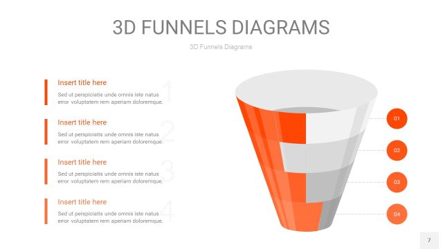 橘红色3D漏斗PPT信息图表7