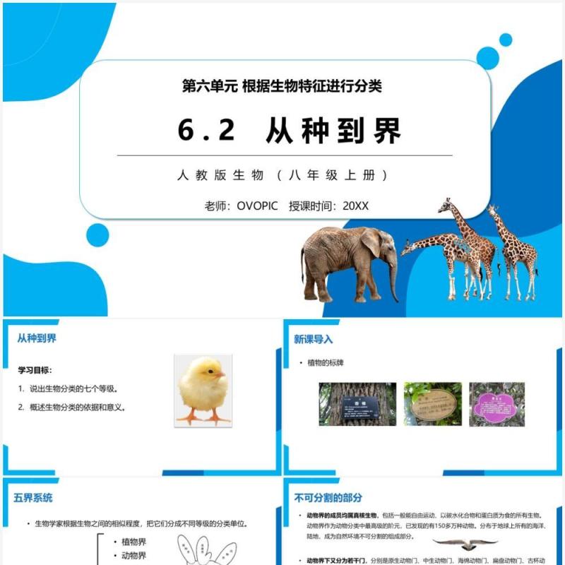 部编版八年级生物上册从种到界PPT模板 部编版八年级生物上册从种到界PPT模板
